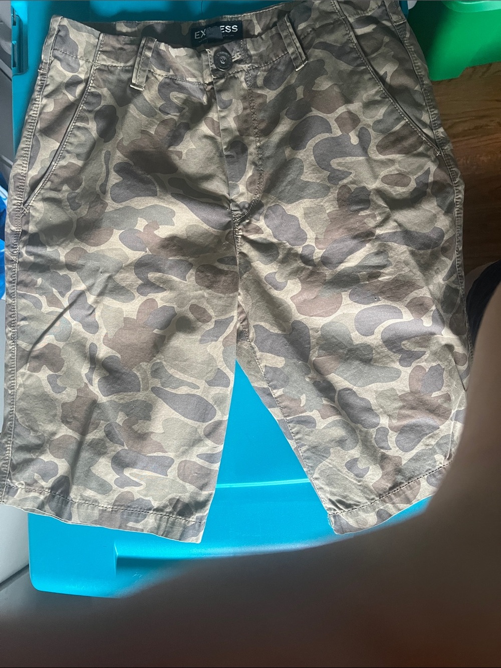 Express Men’s Camo Cargo Shorts - Olive & Brown